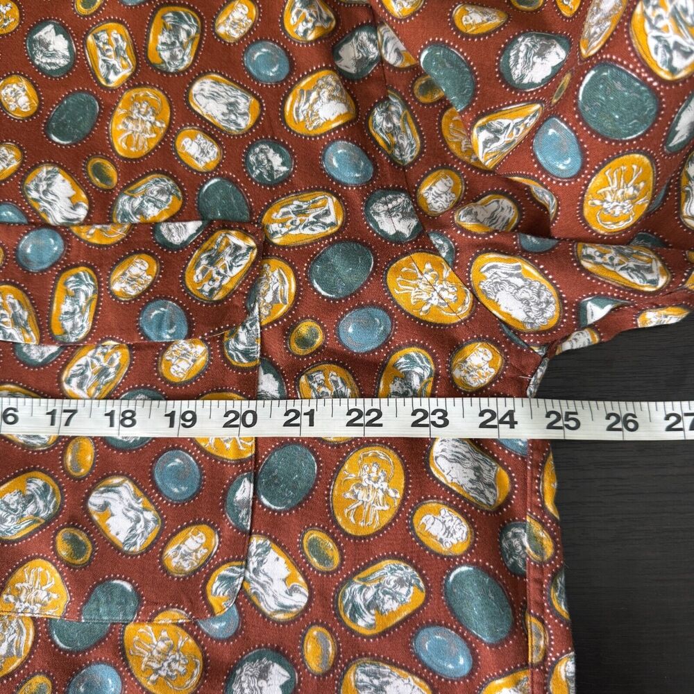 Vintage Hugo Boss Shirt Mens 17.5 Button Up Roman Art Print Camp 70s 80s Retro - Picture 9 of 10